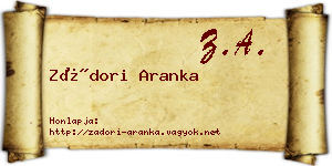 Zádori Aranka névjegykártya