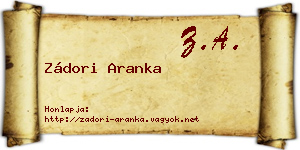 Zádori Aranka névjegykártya